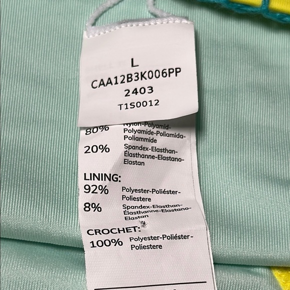 Cupshe Swim Bikini Bottom Swimwear Blue/Yellow size Large NWOT Crochet detail - Picture 8 of 16